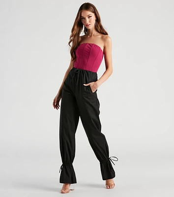 Sporty Sass Ankle Tie Twill Pants