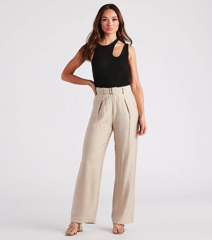 Show Up Style Linen Wide Leg Trouser Pants