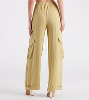 Coastal Drive Linen Wide-Leg Cargo Pants