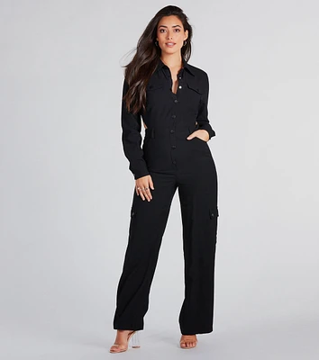 Open To Fun Long Sleeve Backless Jumpsuit