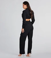 Open To Fun Long Sleeve Backless Jumpsuit