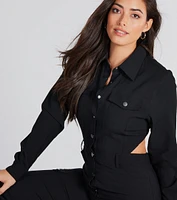 Open To Fun Long Sleeve Backless Jumpsuit