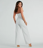 Weekend Attitude Strapless Woven Wide-Leg Jumpsuit