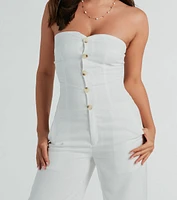 Weekend Attitude Strapless Woven Wide-Leg Jumpsuit