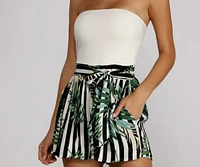 Tropical Escape Sleeveless Striped Romper