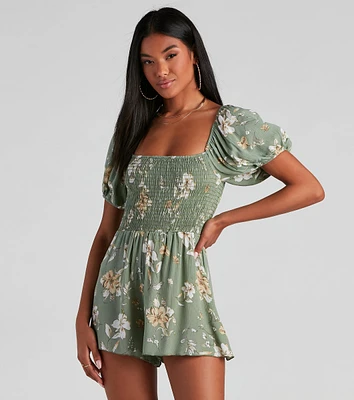 Walkin' On Sunshine Floral Puff Romper