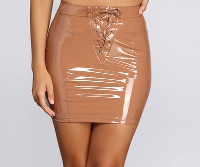 Laced Leather Mini Skirt