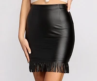 Faux Leather Fringe Mini Skirt