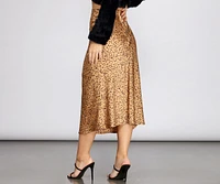 Spotted Flare Midi Skirt