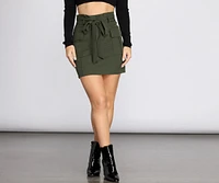 Paper Bag Tie Waist Mini Skirt