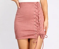 Sultry Chic Lace Up Faux Suede Mini Skirt