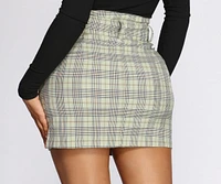 Perfectly Plaid Belted Mini Skirt