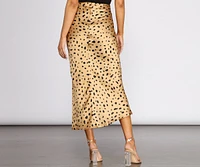 Put On The Spot Printed Satin Midi Skirt