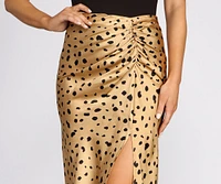 Put On The Spot Printed Satin Midi Skirt