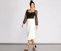 Shimmer Satin Midi Skirt