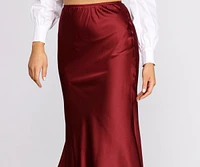 Make Your Move Satin Flare Midi Skirt