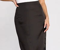 Satin and Lace Midi Skirt