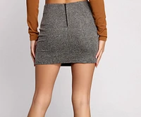 High Waist Tweed Knit Mini Skirt