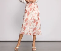 Stylishly Sleek Satin Tie Dye Midi Skirt