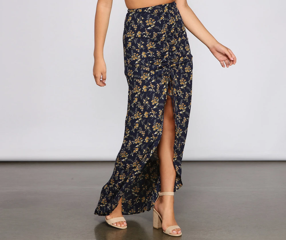 Ditsy Floral Ruffled Maxi Skirt