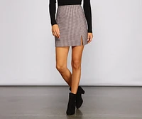 High Rise Checkered Mini Skirt