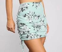 Romantic Beauty Floral Ruched Mini Skirt