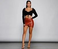 That's A Wrap Faux Leather Mini Skirt