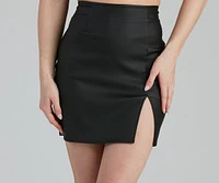 Quarter To Five Coated Mini Skirt