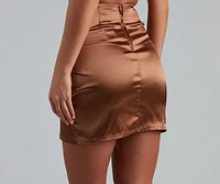 Sleek Business Satin Wrap Skirt