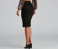 Slit Happens Faux Suede Midi Skirt