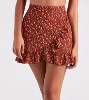 Look Your Cutest Floral Chiffon Mini Skirt