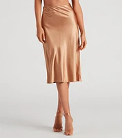 Silky-Chic Satin Midi Skirt