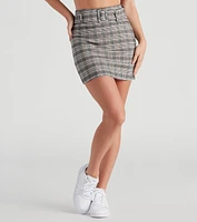 Plaid For You Belted Mini Skirt