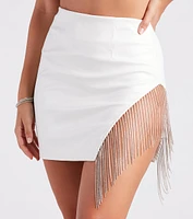 Glam Tonight Faux Leather Rhinestone Mini Skirt