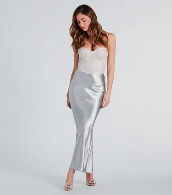 Iconic Sheen Crinkle Satin Maxi Skirt