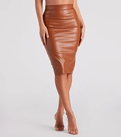 Business Babe Faux Leather Pencil Skirt