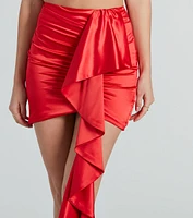 Beauty A Bottle Satin Ruffle Mini Skirt