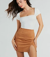 Fashionista High Waist Faux Suede Mini Skirt