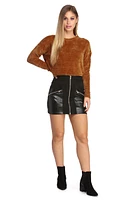 Zip It Up Faux Suede Mini Skirt