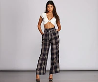 Perfectly Poised Plaid Paper Bag Pants