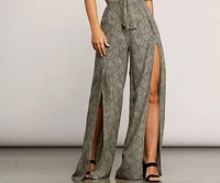 Leafy Greens Printed Slit Pants