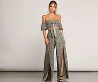 Leafy Greens Printed Slit Pants