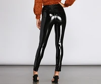 High Waist Patent PU Skinny Pants