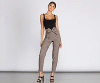 High Waist Checkered Skinny Pants