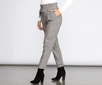 Glen Check Paper Bag Belted Pants