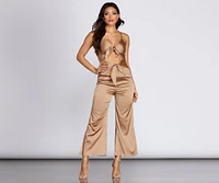 Stunning Satin Tie Front Jumpsuit