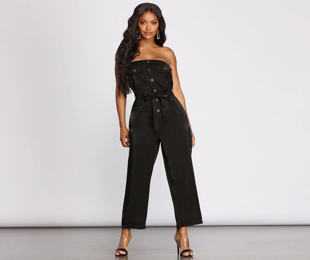 Strapless Utility Jumpsuit