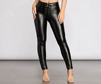 Faux Leather Lace Up Pants