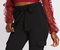 High Rise Tie Waist Tapered Pants