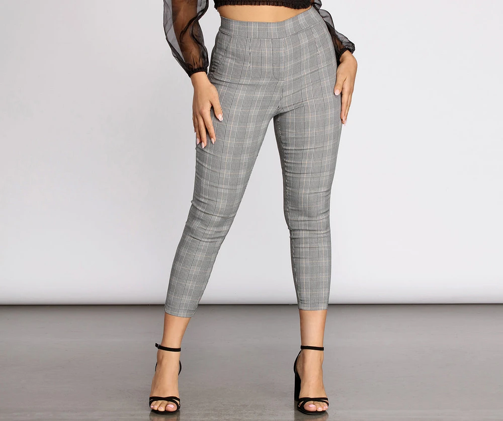 Plaid About It Mid Rise Tapered Pants